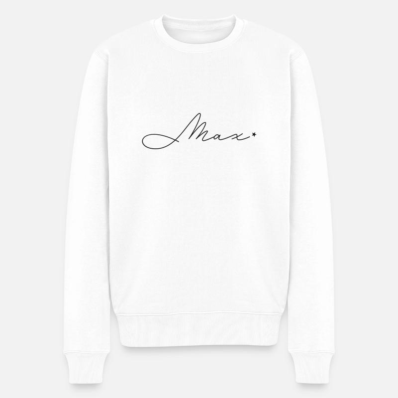 Name Max - Männer Premium Bio Pullover - Weiß