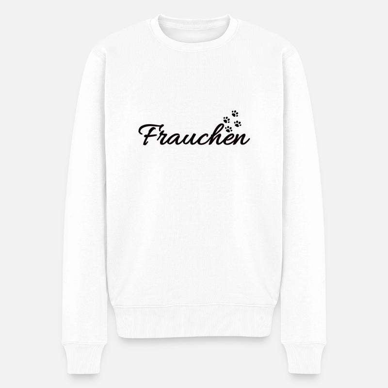 Frauchen von einer Katze | Katzenpfoten - Männer Premium Bio Pullover - Weiß