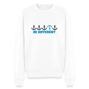 text be different anders reihe muster anker viele - Männer Premium Bio Pullover - Weiß - Vorne - Thijin (182cm)