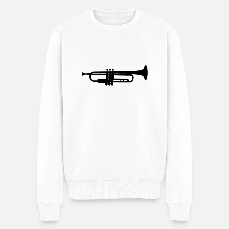 Trompete - Trumpet - Pull Premium bio Homme - blanc