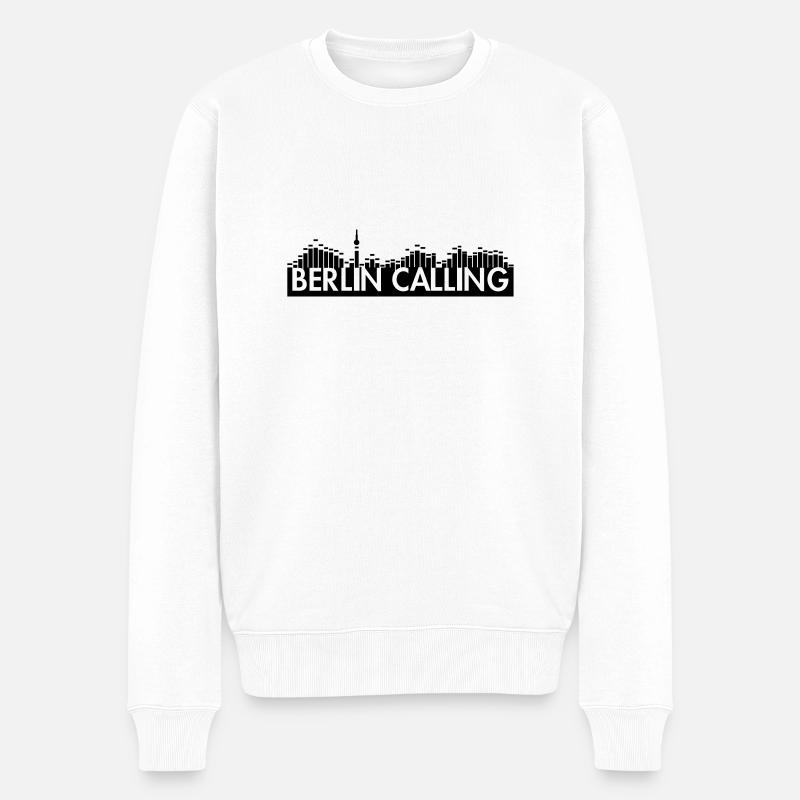 Berlin Calling Shirts - Männer Premium Bio Pullover - Weiß