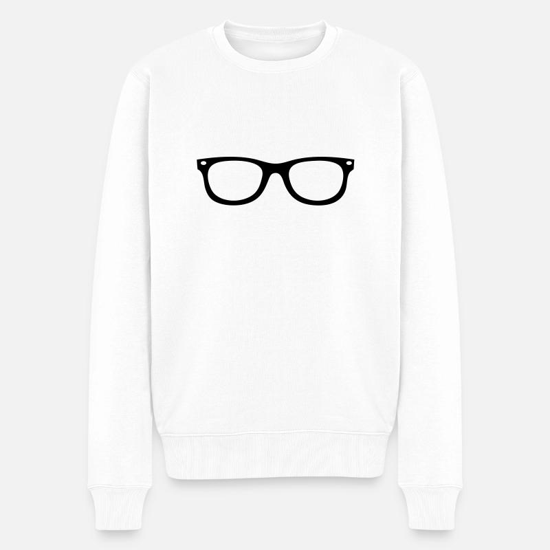 Brille - Männer Premium Bio Pullover - Weiß