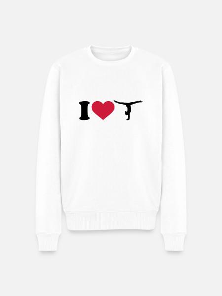 I love Gymnastik Turnen - Männer Premium Bio Pullover - Weiß