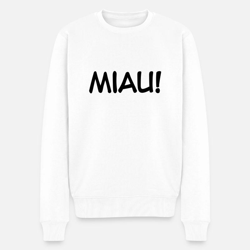 Miau - Männer Premium Bio Pullover - Weiß
