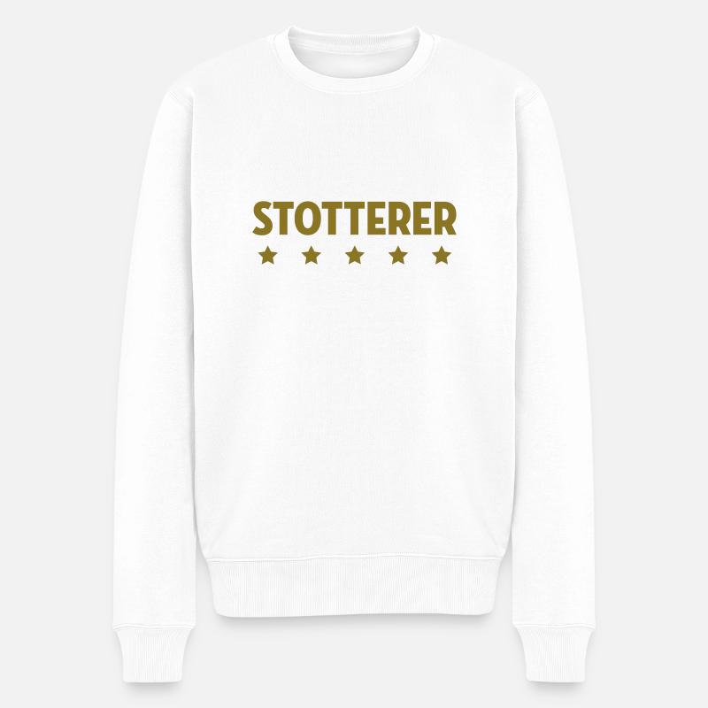 Stotterer Stotterin Stottern Stammeln Schwätzer - Männer Premium Bio Pullover - Weiß