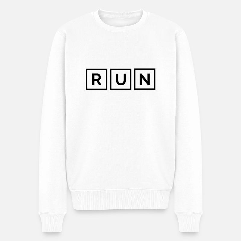 RUN - Männer Premium Bio Pullover - Weiß
