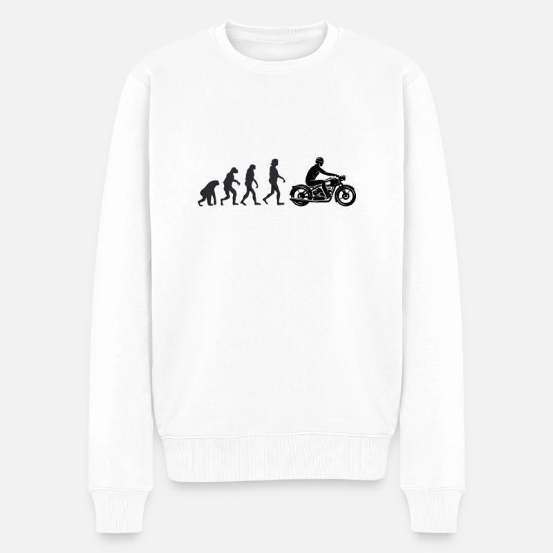 Motard - Évolution humaine - Pull Premium bio Homme - blanc