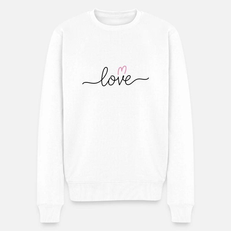 Love V-Heart – Schlichter und moderner Love-Schrif - Männer Premium Bio Pullover - Weiß