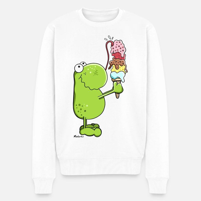 Frosch mit Eis - Männer Premium Bio Pullover - Weiß