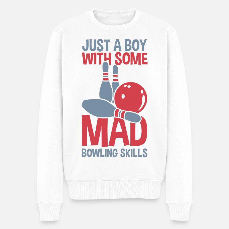 Bowling Junge - Männer Premium Bio Pullover - Weiß