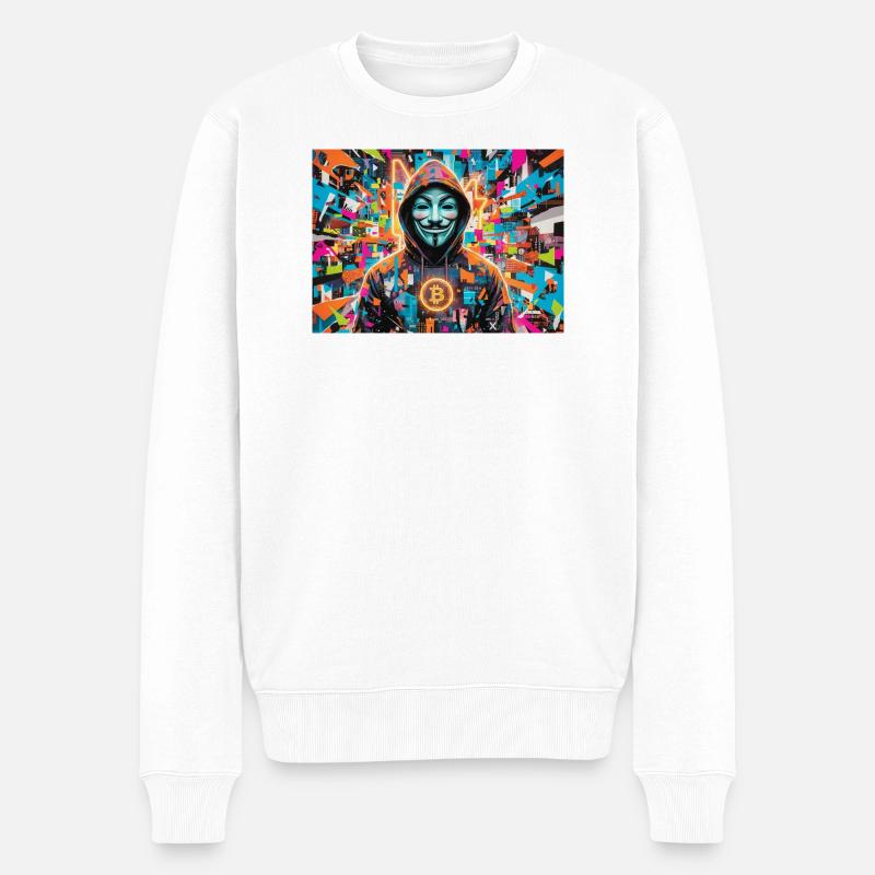 Bitcoin Bazooka - PopArt - Satoshi 3 - Männer Premium Bio Pullover - Weiß