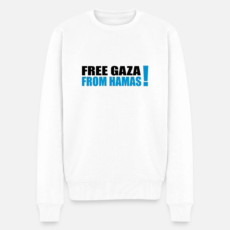 free gaza from hamas - Männer Premium Bio Pullover - Weiß