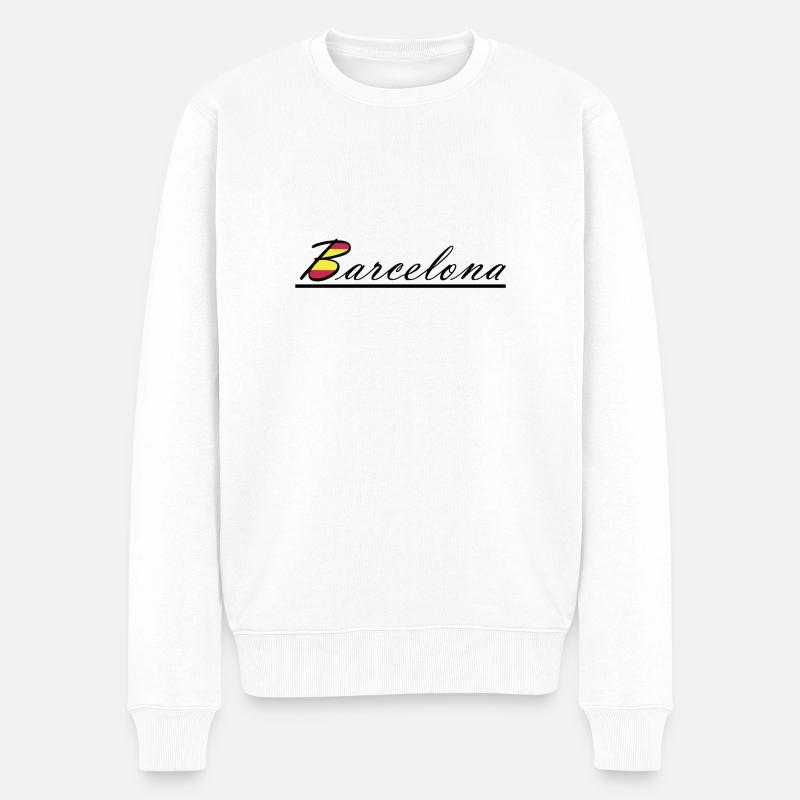 Barcelone - Pull Premium bio Homme - blanc