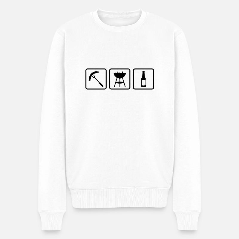 Wurst - Griller - Bier - Männer Premium Bio Pullover - Weiß