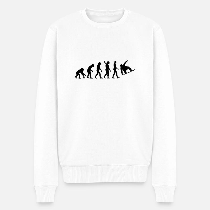 Evolution Snowboard - Männer Premium Bio Pullover - Weiß