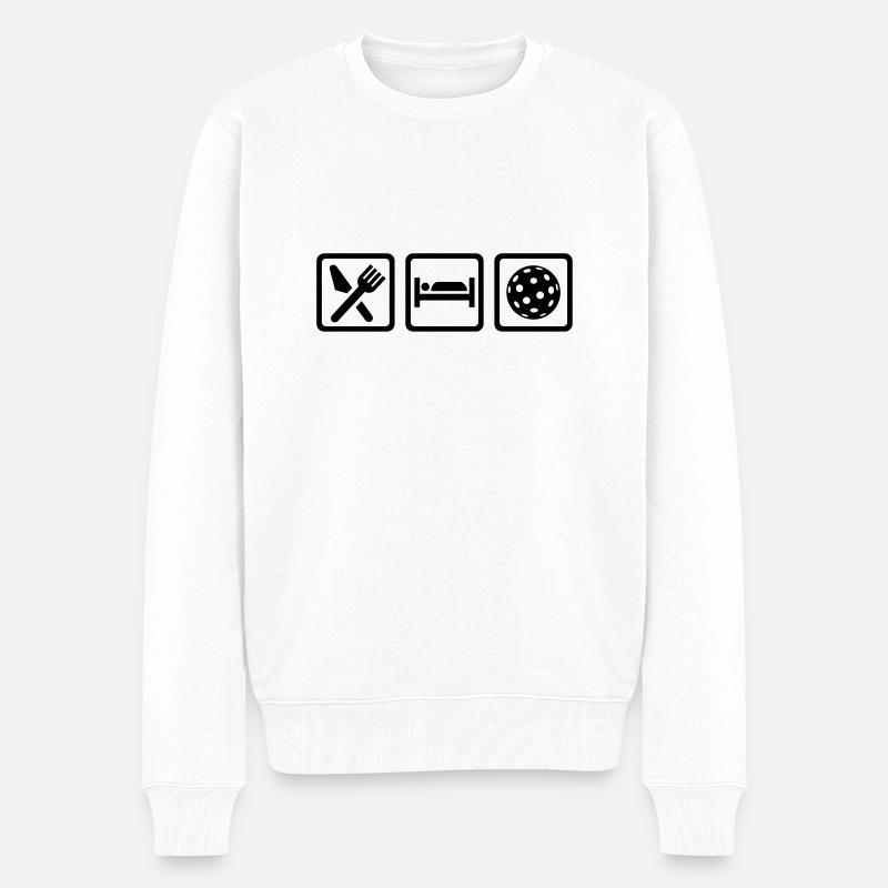 Eat Sleep Floorball - Pull Premium bio Homme - blanc