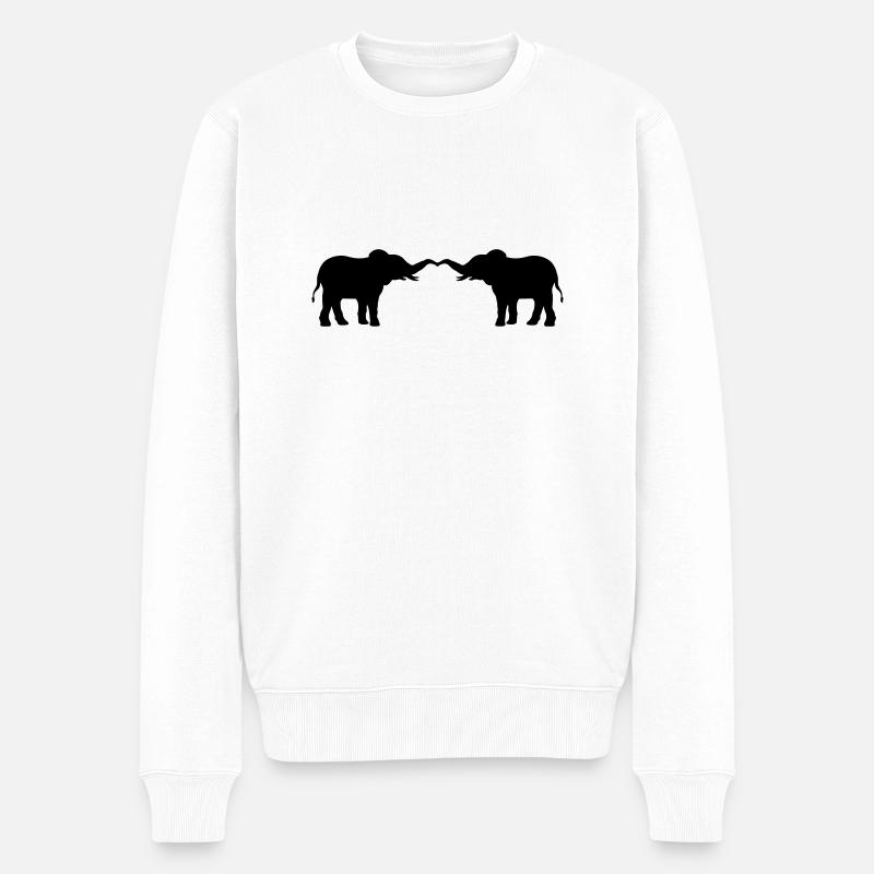 Couple amoureux 2 éléphants - Pull Premium bio Homme - blanc