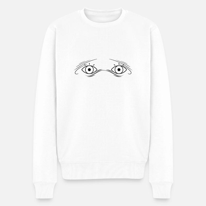 Gesicht mit Augen - Männer Premium Bio Pullover - Weiß