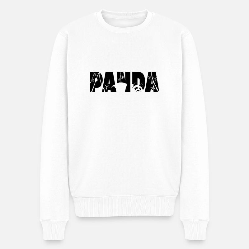 Panda Typo - Pull Premium bio Homme - blanc