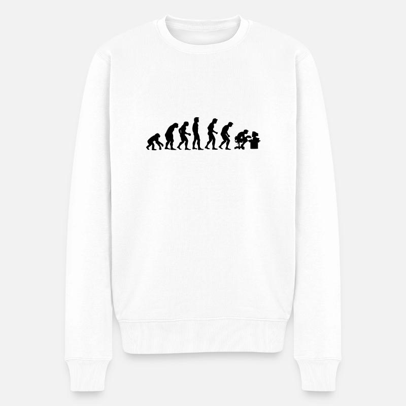 evolution - Männer Premium Bio Pullover - Weiß