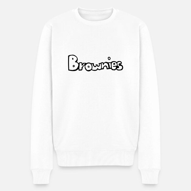 Brownies_SCHRIFT, Schokokuchen, Amerikanisch - Männer Premium Bio Pullover - Weiß