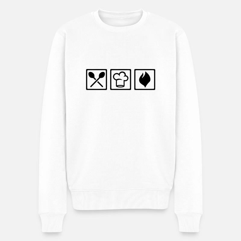 Koch - Männer Premium Bio Pullover - Weiß