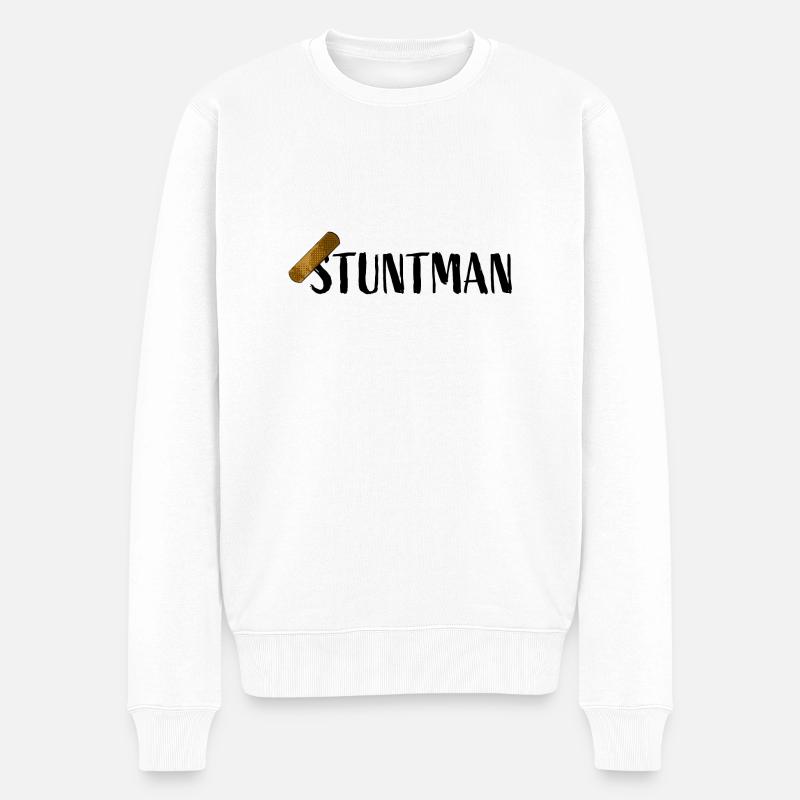 Stuntman - Männer Premium Bio Pullover - Weiß