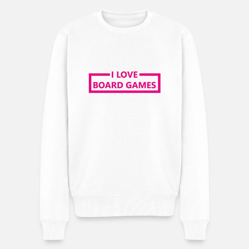 boardgame chess backgammon game night - Männer Premium Bio Pullover - Weiß