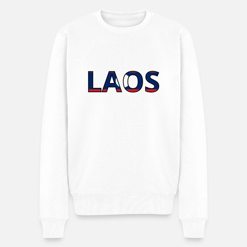 Flagge von Laos - Männer Premium Bio Pullover - Weiß
