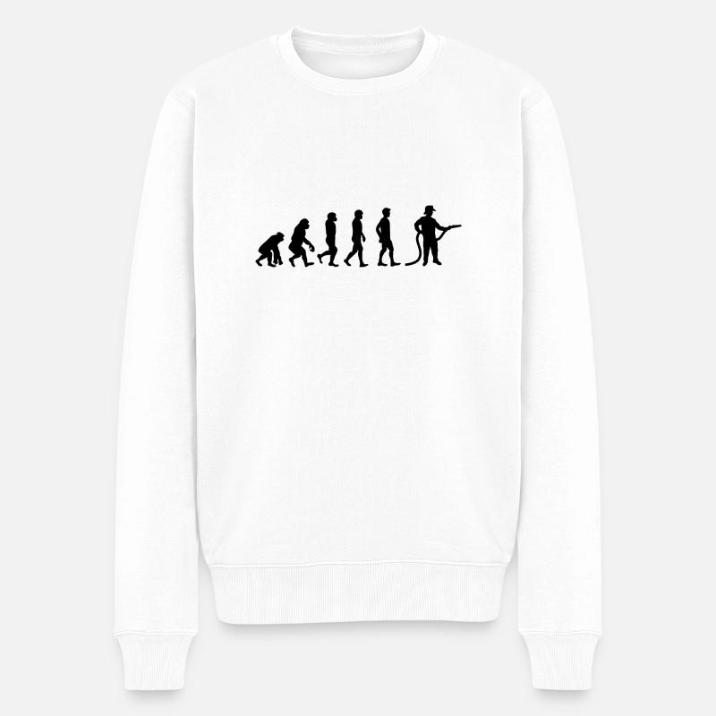 Evolution Feuerwehrmann schwarz - Männer Premium Bio Pullover - Weiß