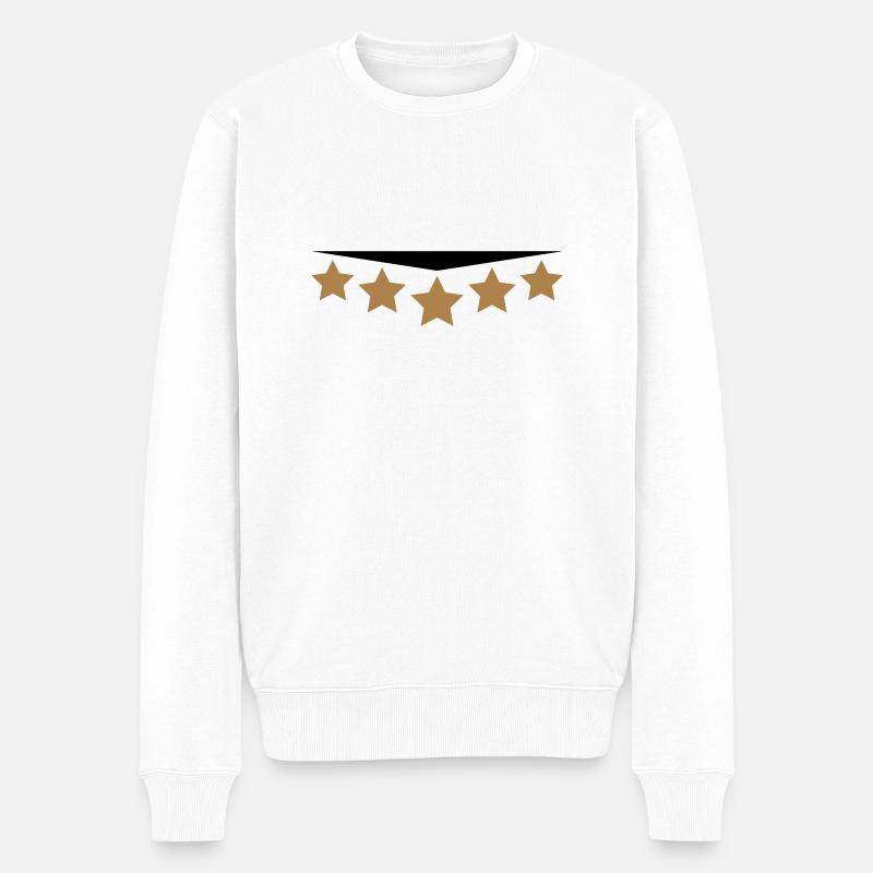 5 Sterne mit Textlinie - Männer Premium Bio Pullover - Weiß