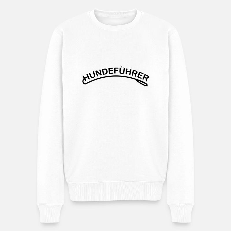 Hundeführer mit Leine, 1fb - Männer Premium Bio Pullover - Weiß
