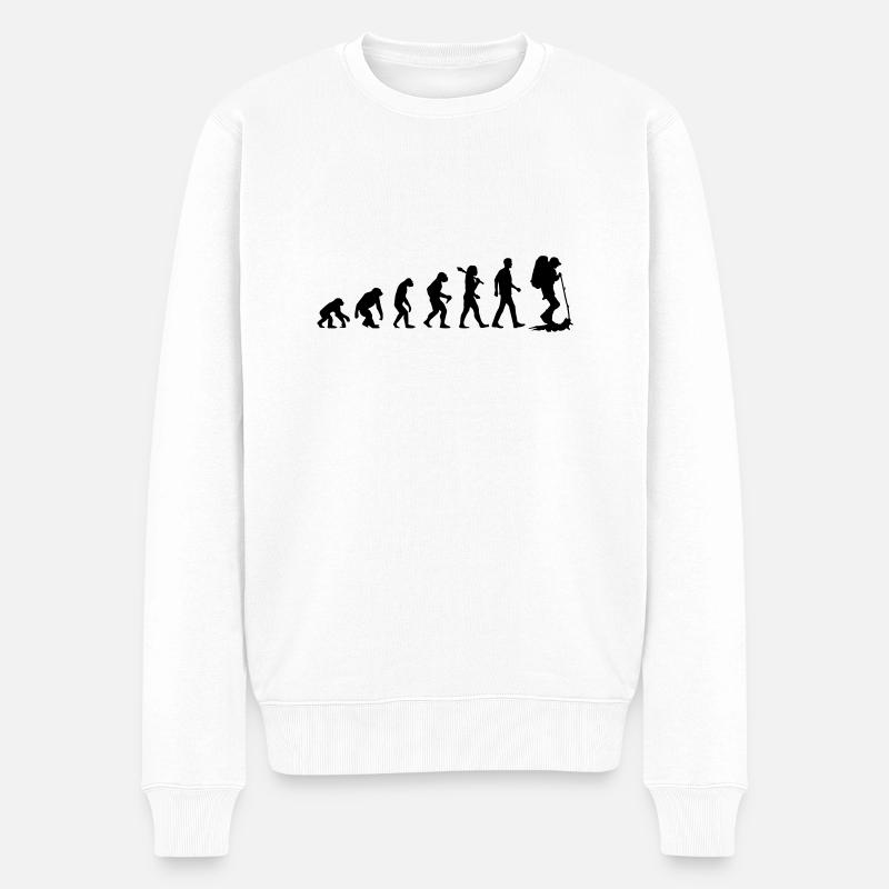 Evolution Of Travelling - Männer Premium Bio Pullover - Weiß