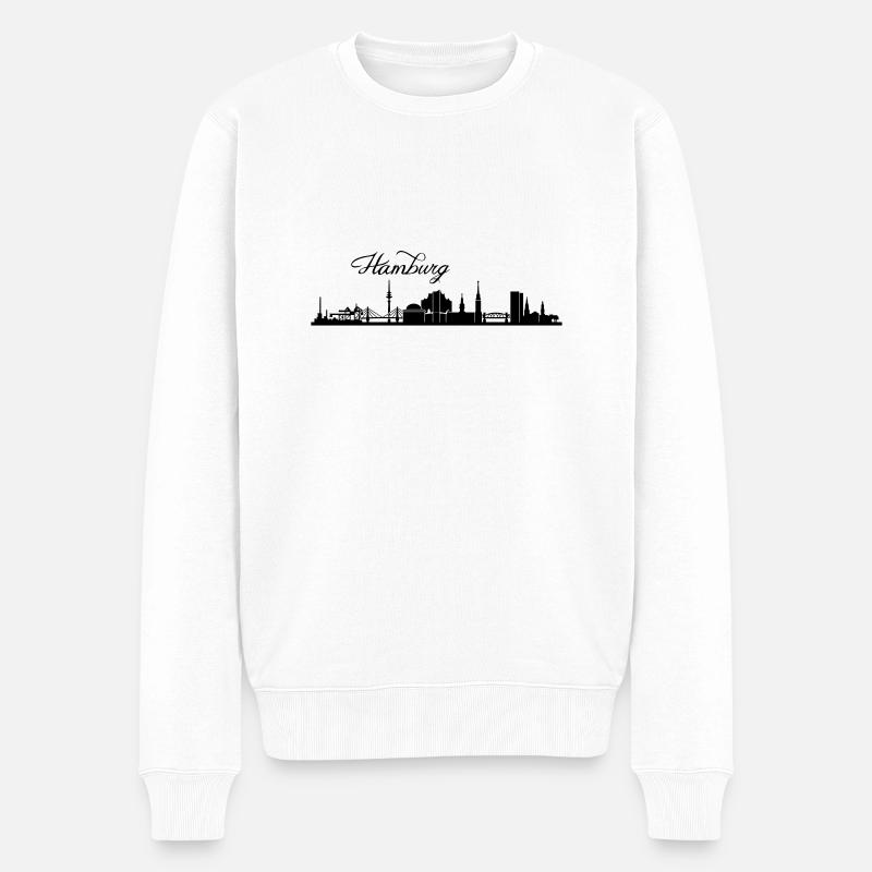 Hamburger Skyline - Männer Premium Bio Pullover - Weiß