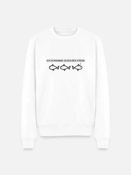 Gegen den Strom schwimmen - Männer Premium Bio Pullover - Weiß