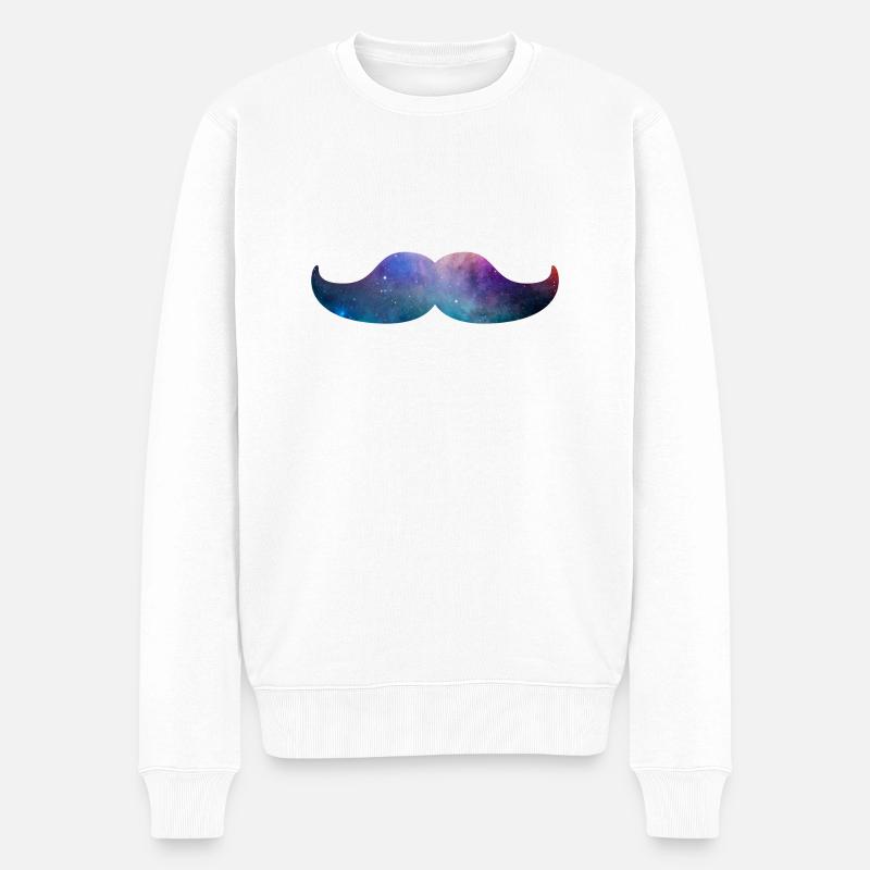 Moustache Galaxie Space - Männer Premium Bio Pullover - Weiß
