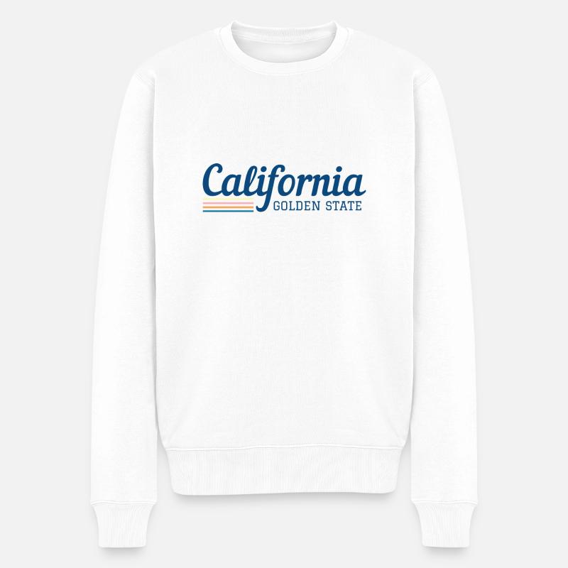 California Golden State Design - Männer Premium Bio Pullover - Weiß