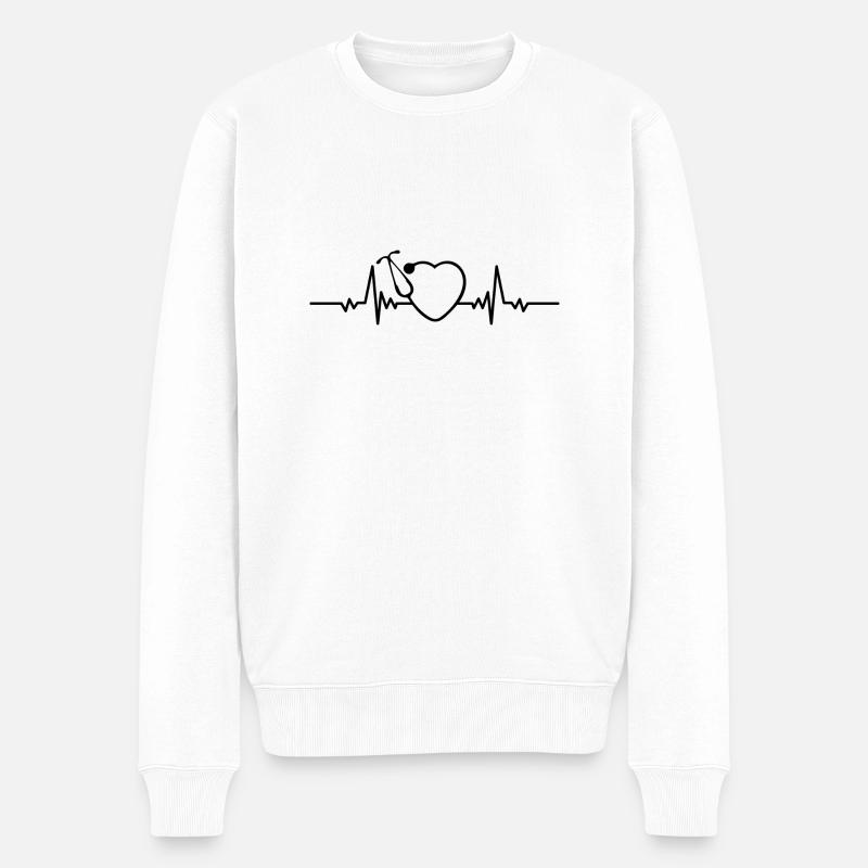 Stethoskop - Männer Premium Bio Pullover - Weiß