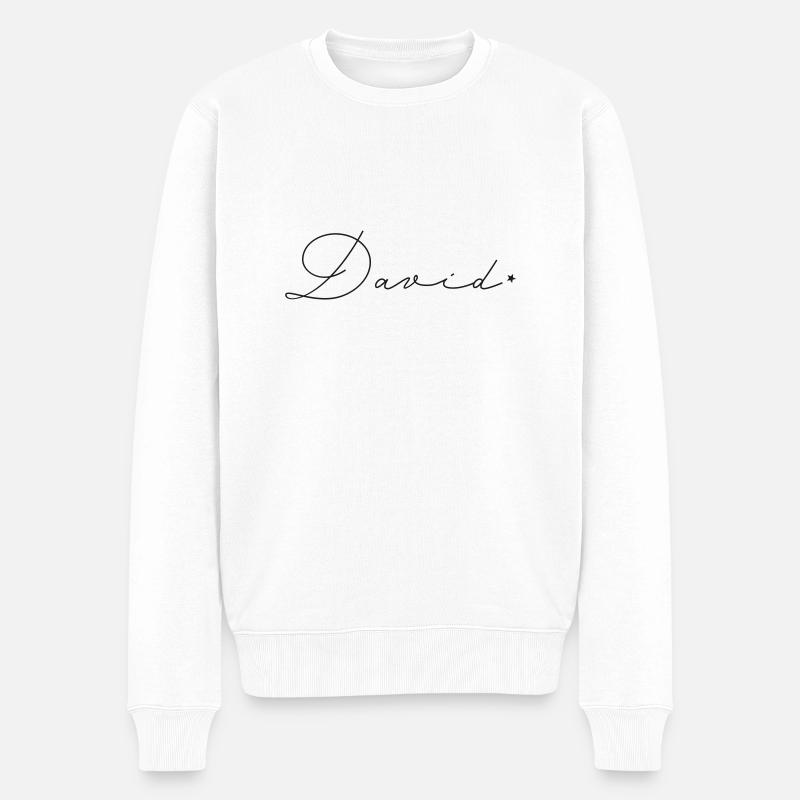 Prénom David - Pull Premium bio Homme - blanc