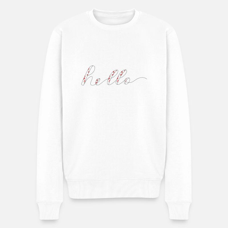 Hallo - Männer Premium Bio Pullover - Weiß