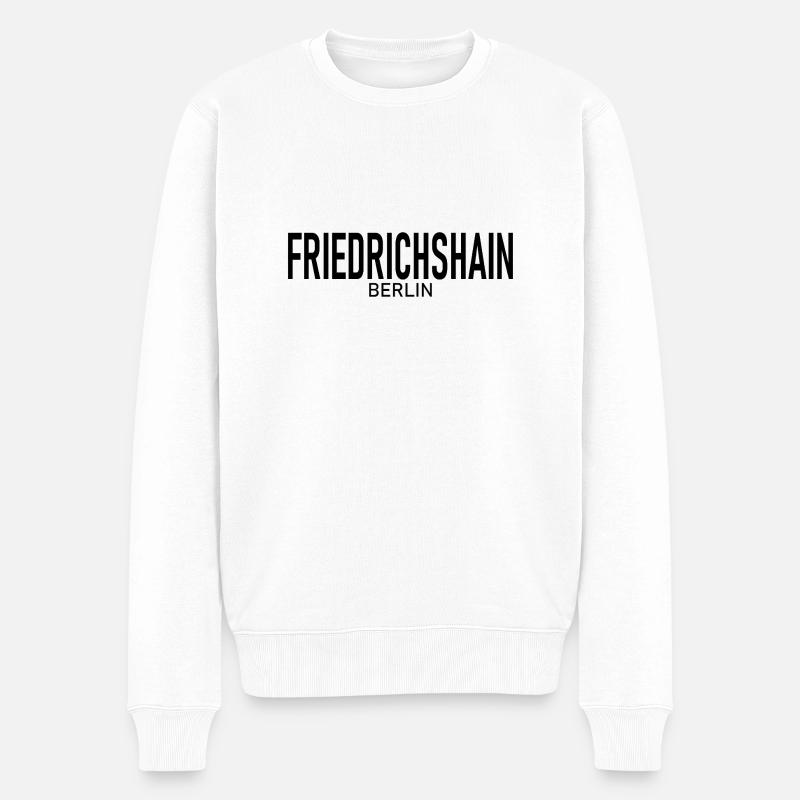 Friedrichshain - Berlin - Deutschland - Bezirk - Männer Premium Bio Pullover - Weiß