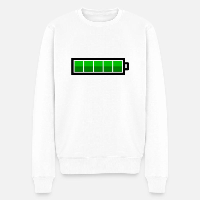 vollem Akku - Männer Premium Bio Pullover - Weiß
