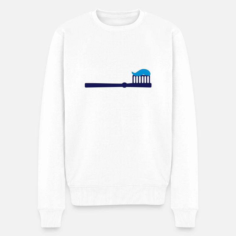 Zahnbürste - Zähne - Männer Premium Bio Pullover - Weiß