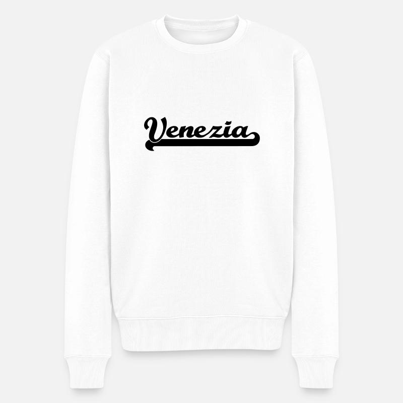 venezia schrift - Männer Premium Bio Pullover - Weiß