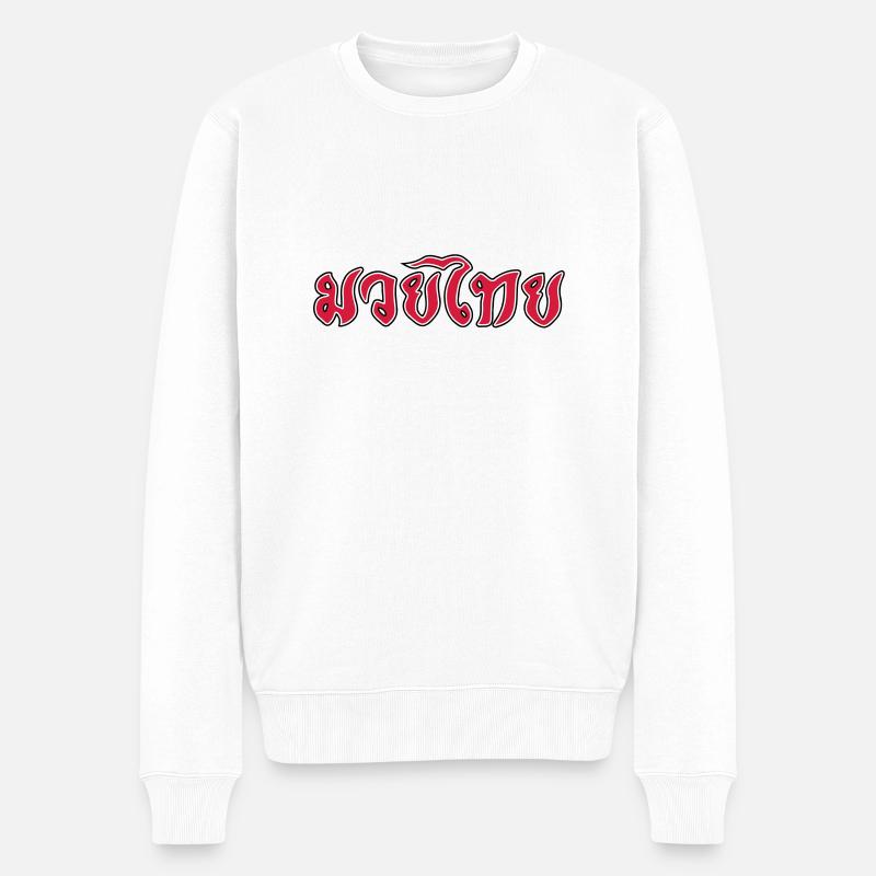 Muay Thai Script - Männer Premium Bio Pullover - Weiß