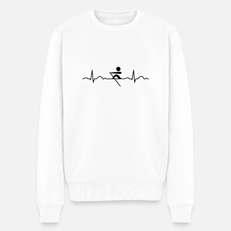 skiff rowing heartbeat - Männer Premium Bio Pullover - Weiß