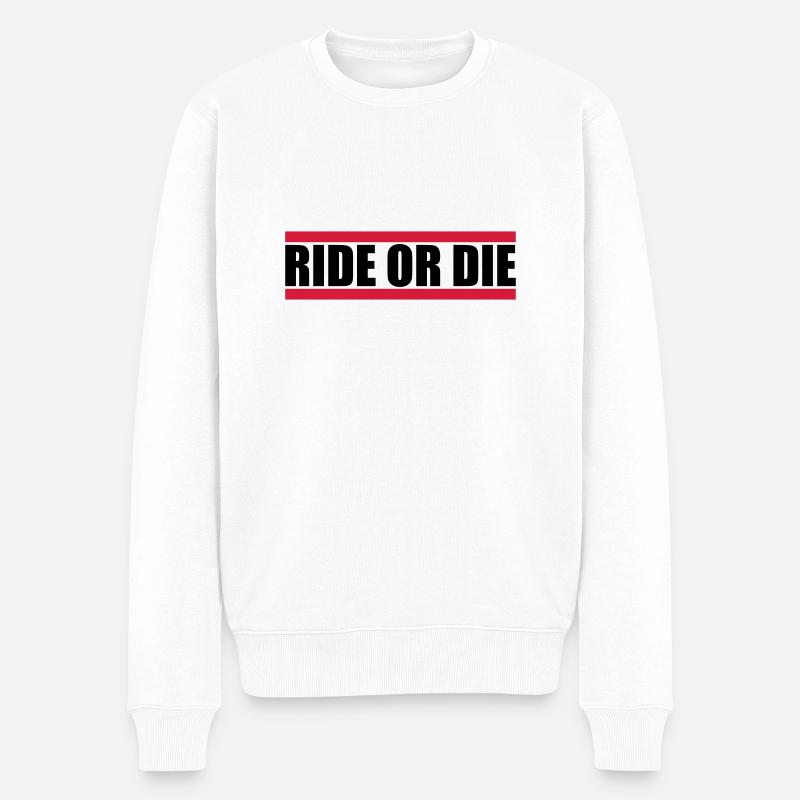 Logo Ride Die - Männer Premium Bio Pullover - Weiß