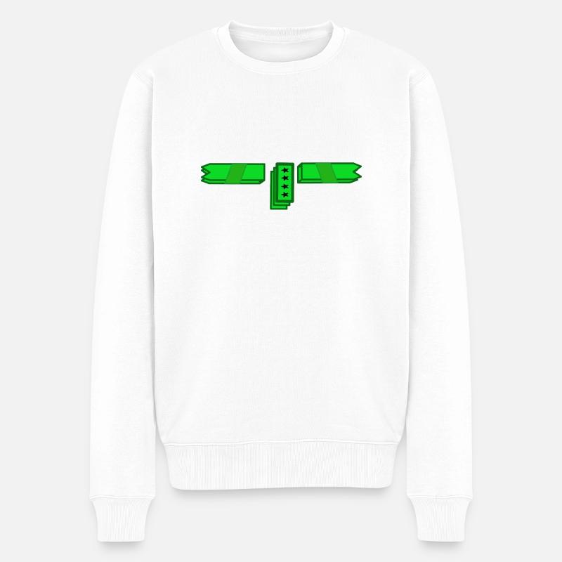 Grün2 - Männer Premium Bio Pullover - Weiß