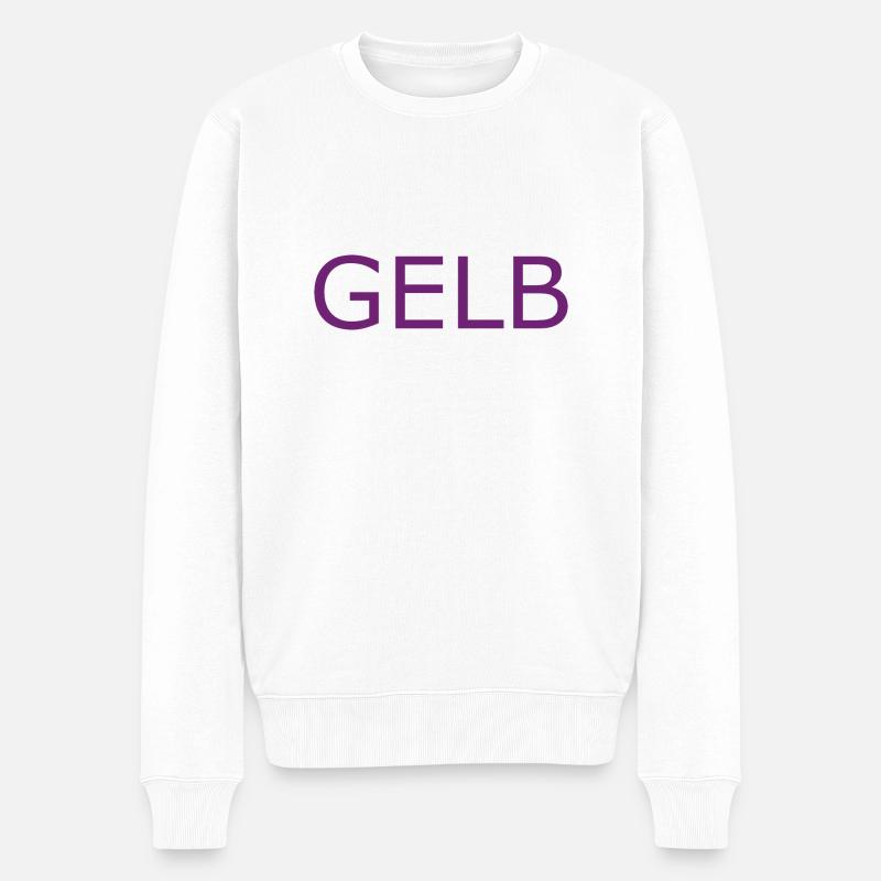 GELB in LILA - Männer Premium Bio Pullover - Weiß