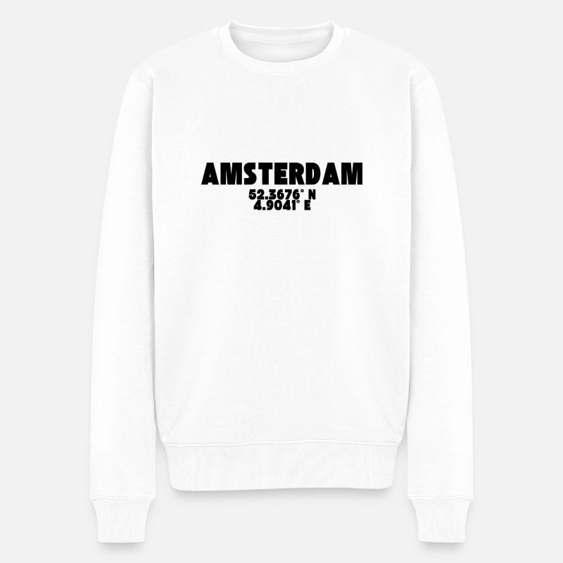 Amsterdam - Design avec coordonnées - Pull Premium bio Homme - blanc